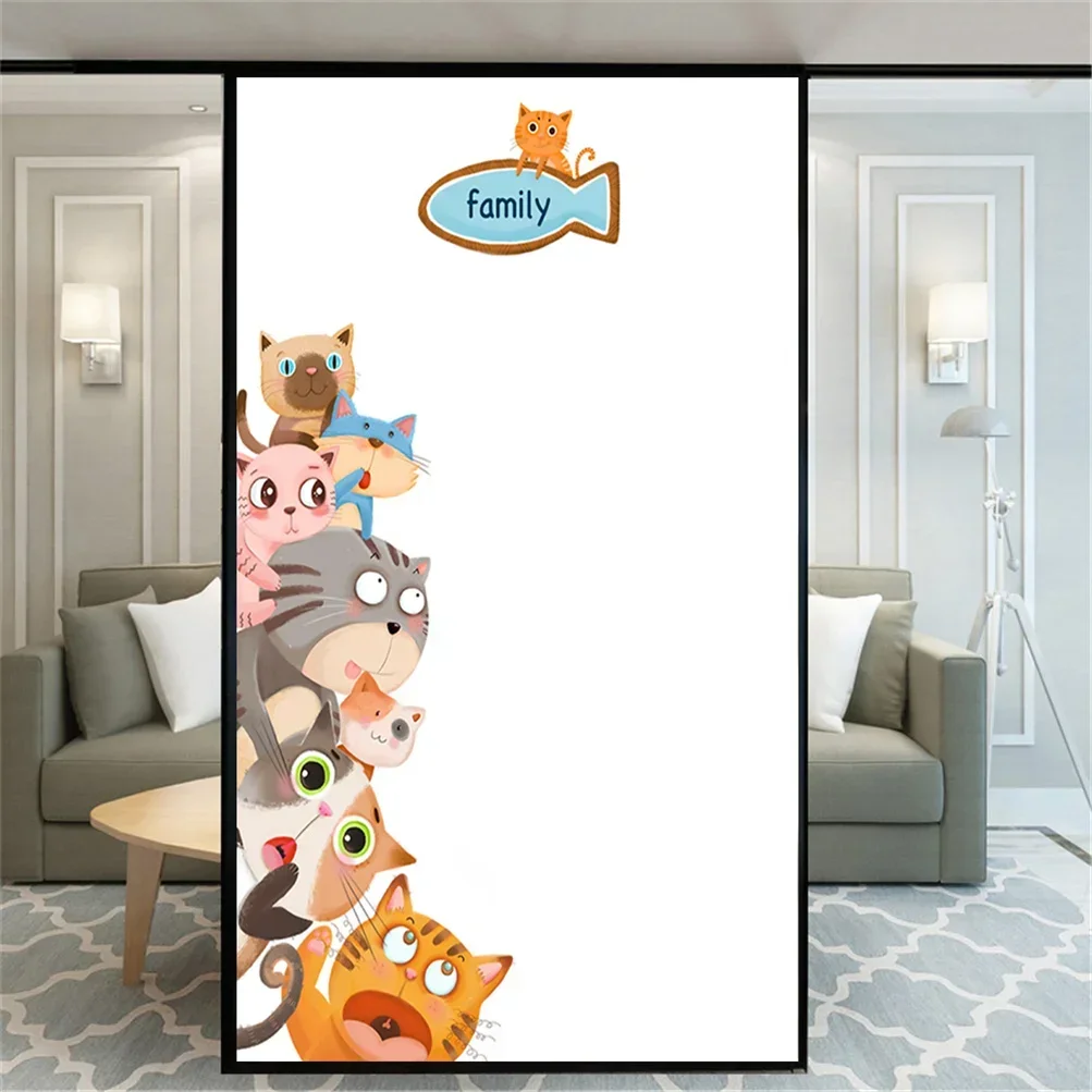Декоративная оконная пленка без клея конфиденциальность милый кот и собака узор