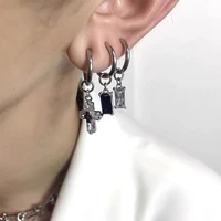 zircon cross rhinestone inlaid non pierced stainless steel sliver earrings men and women lovers daily wear hip hop ear jewelry