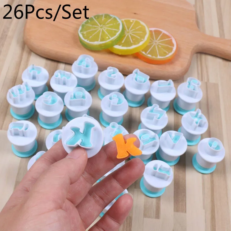 

26Pcs/Set Alphabet Pattern Cake Mold Chocolate Biscuit Fondant Letter Mould Cookie Cutter Birthday Kitchen Tools