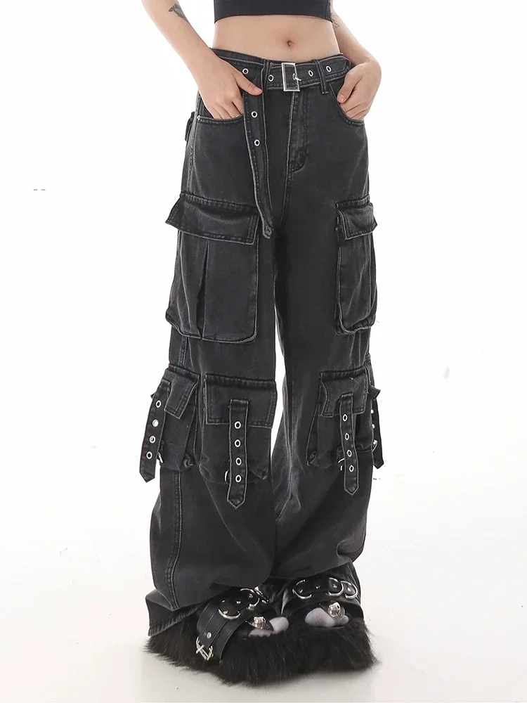 2025 однотонные классические уличные широкие брюки с высокой талией американская