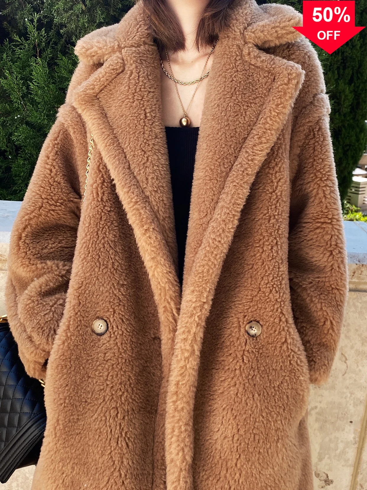 

Pink Long Teddy Bear Jacket Coat Women Winter 2022 Thick Warm Oversized Chunky Outerwear Overcoat Women Faux Lambswool Fur Coats