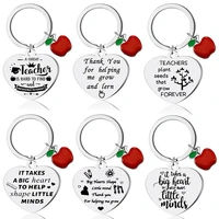 teachers day thanksgiving gift metal key chain ornament small apple accessories heart shaped stainless steel key chain ys280