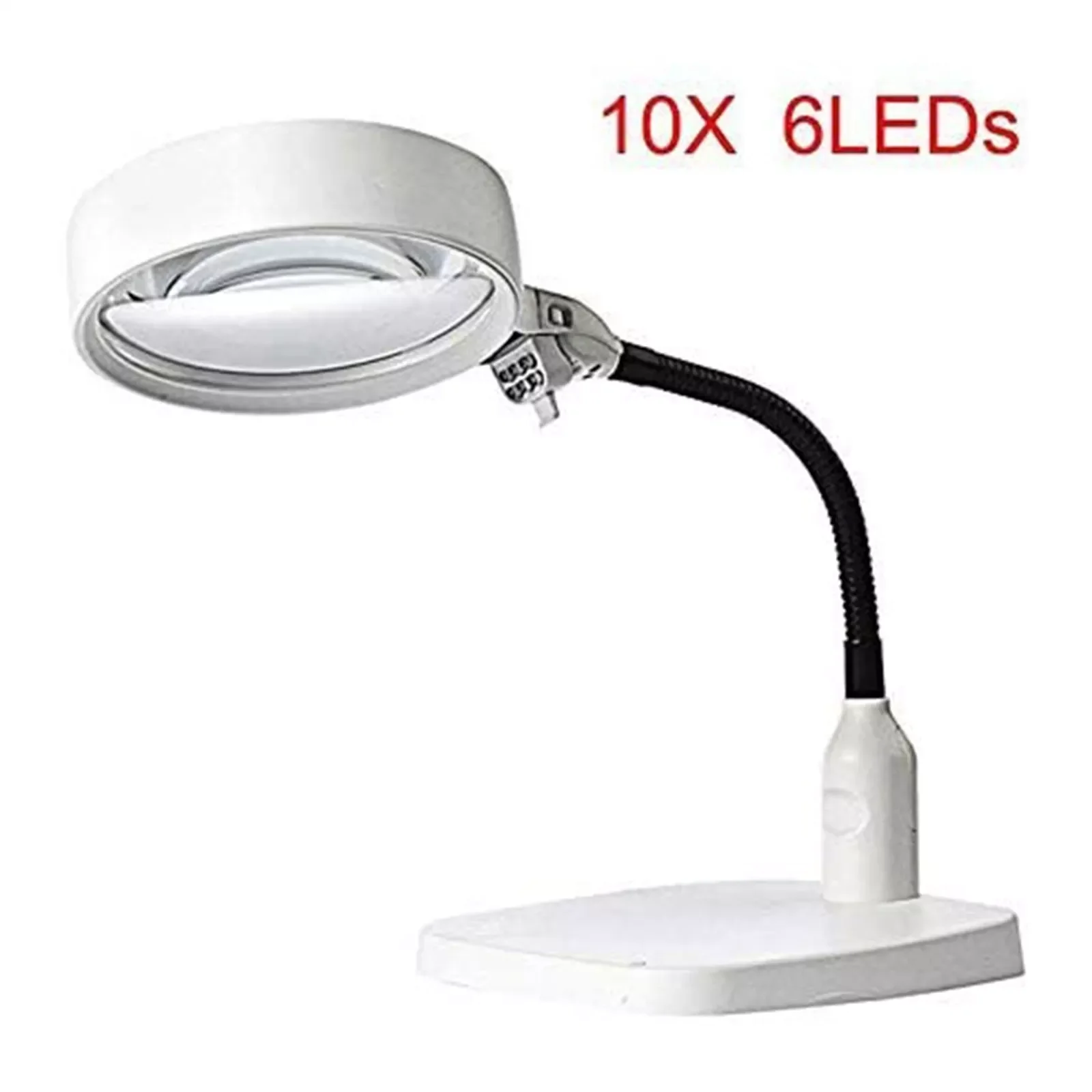 

HD Desktop Foldable Magnifying Glass Loupe with 6 LED Lights Portable Illuminated Backlight Magnifier Glasses EU Plug