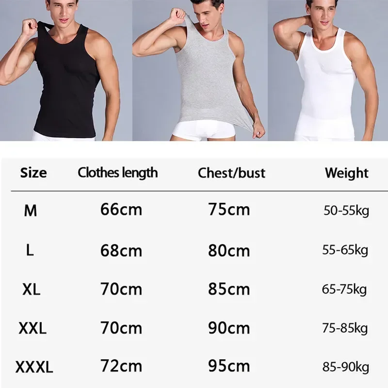 

Vest Motion Undershirts Cotton Men's Elastic Underwear Pure Bodybuilding Size Gray Sweatshirt White Black Male Outerwear Large