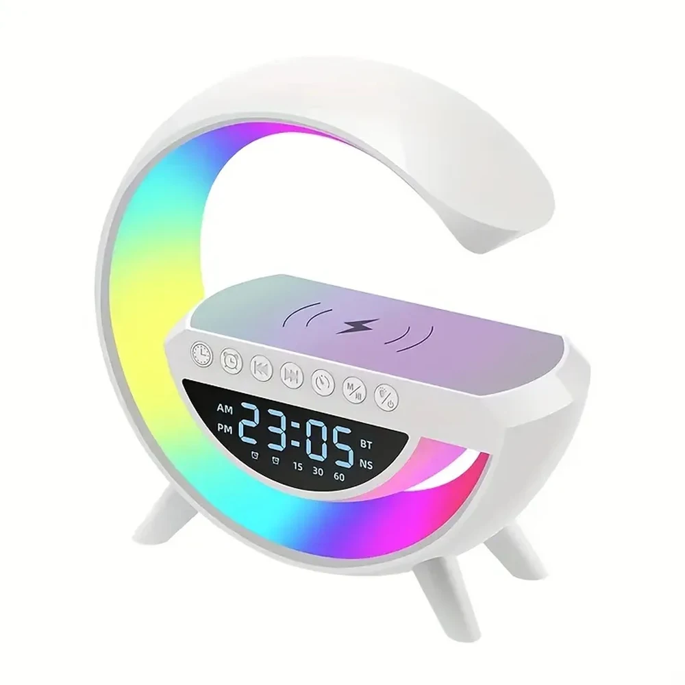 

Умное светодиодное Беспроводное зарядное устройство Bluetooth динамик Будильник RGB атмосферная лампа спальня декоративные лампы Ночник