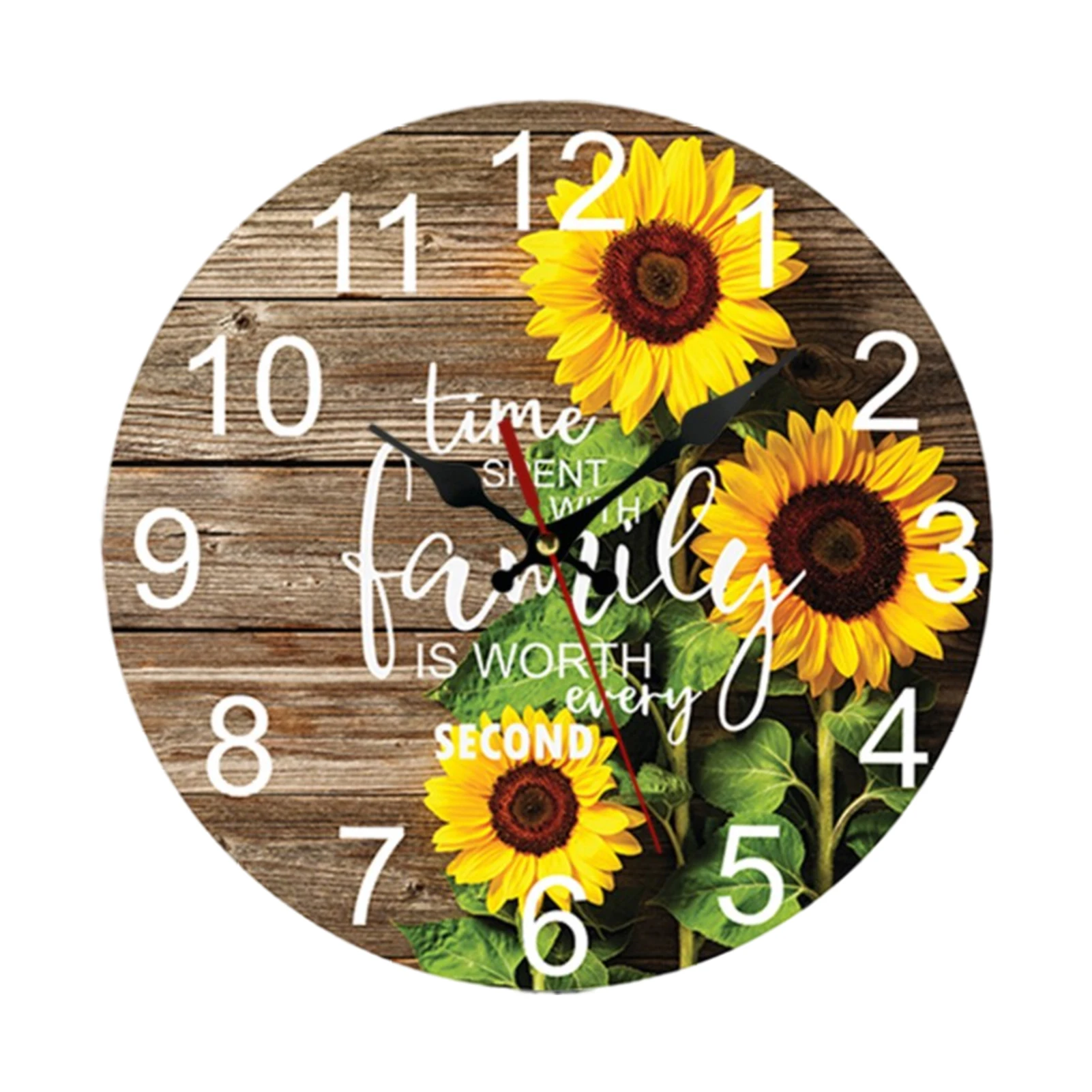 Wooden Wall Clock Battery Operated Silent Non-Ticking Decorative Battery Operated Wall Clock For Home Kitchen Living Room Office