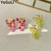 s925 needle sweet jewelry grape earrings 2022 new trend green purple resin drop earrings for celebration gifts
