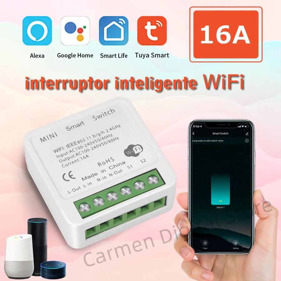 

Смарт-выключатель, 16 А, Wi-Fi/Zigbee