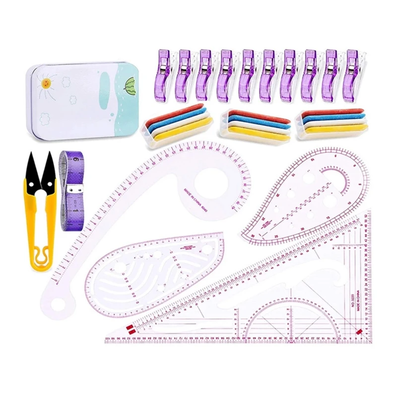 

Sewing Ruler 4 Styles Clothing Patterning Ruler Sewing French Curve Ruler Metric Shaped Plastic Sewing Tools Include Fabric for