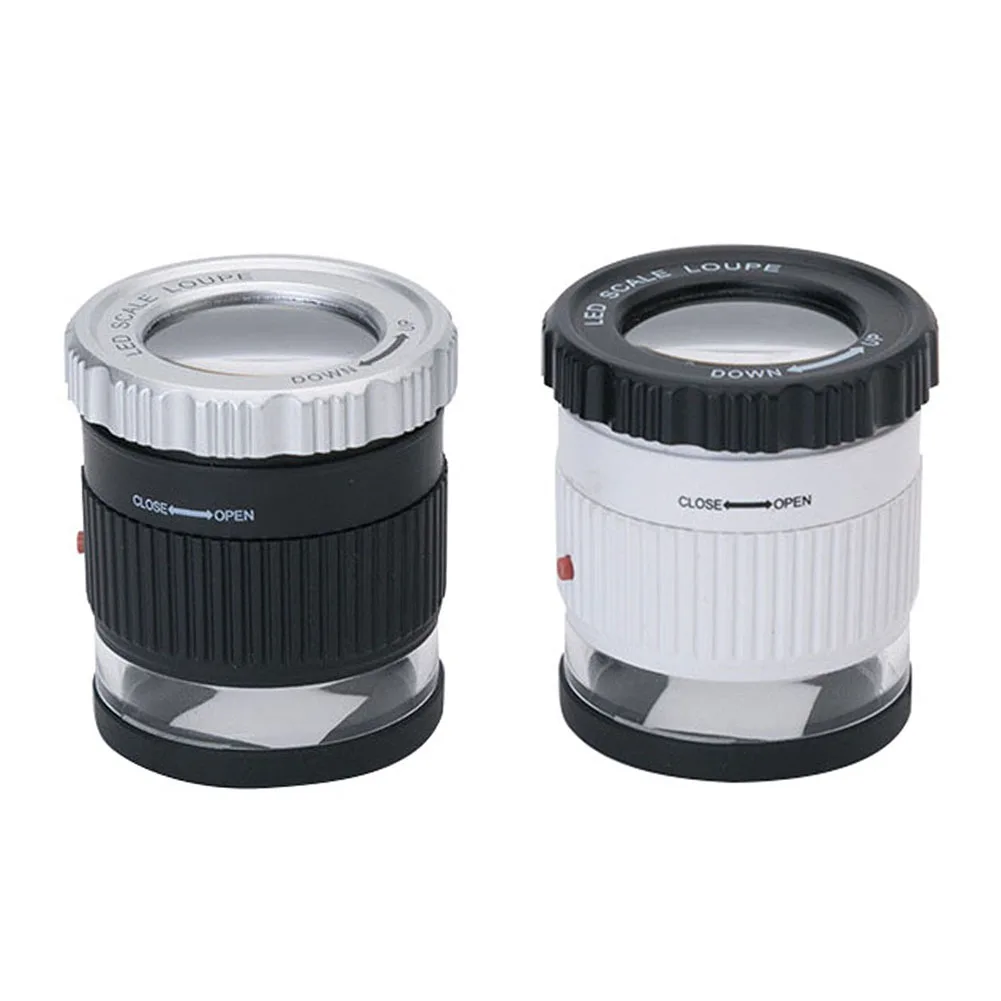 

30X Magnification Cylindrical Scale Optical Glass Lens Focusing Magnifier with LED Light UV Lamps for Antique Measurement