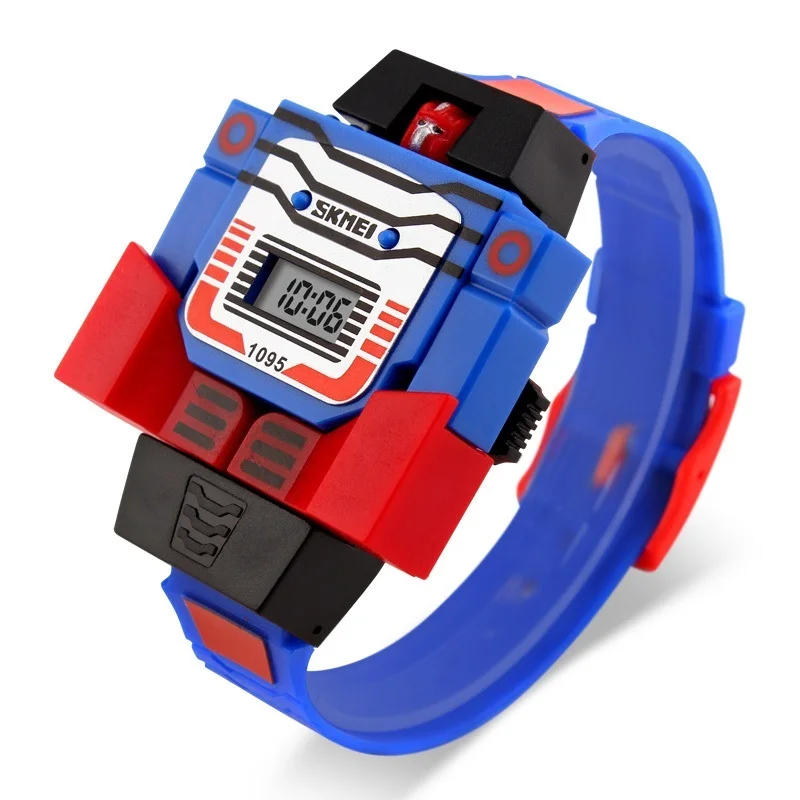 

FOR SKMEI Kids Watches LED Digital Children Cartoon Sports Watches Robot Transformation Toys Boys Wristwatches montre enfant