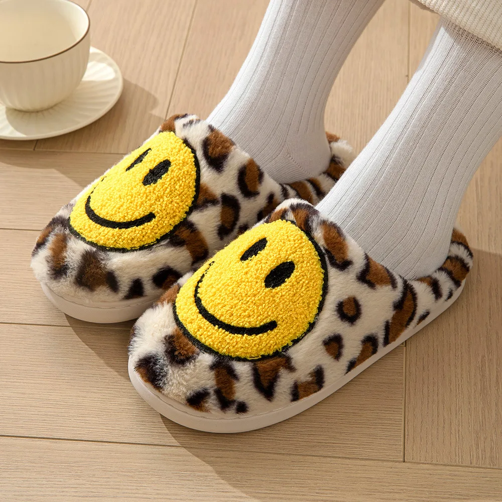 

Smile Face Cowgirl Winter Slippers Women Fluffy Cushion Slides Cute Womens Comfortable Cozy Comfy Smile Slippers Women Slides