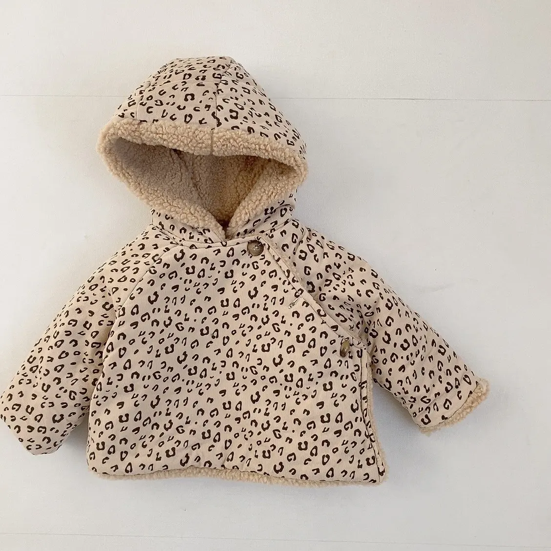 

deer jonmi 2022 Winter Korean Style Newborn Baby Thicken Warm Coats Hooded Lamb Fleece Lining Infants Outerwear
