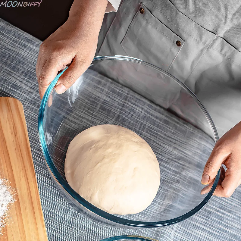 

Large Capacity High Borosilicate Glass Bowl Salad Mixing Bowls Egg Beater Container Kitchen Microwavable Soup Bowl salad bowl