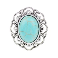 pretty oval ring punk charm personality exaggeration turquoise ring flower round wedding jewelry for women