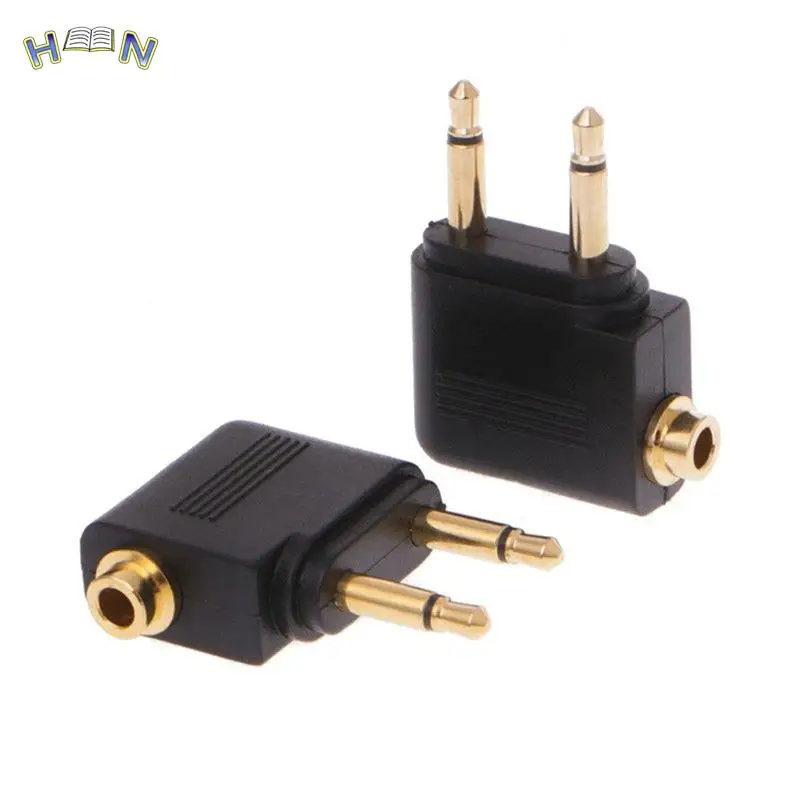 

2pcs Gold Nickel plated Air Plane 3.5mm Airplane Airline Headphone Mono Audio Converter Travel Jack Plug Splitter Adapter