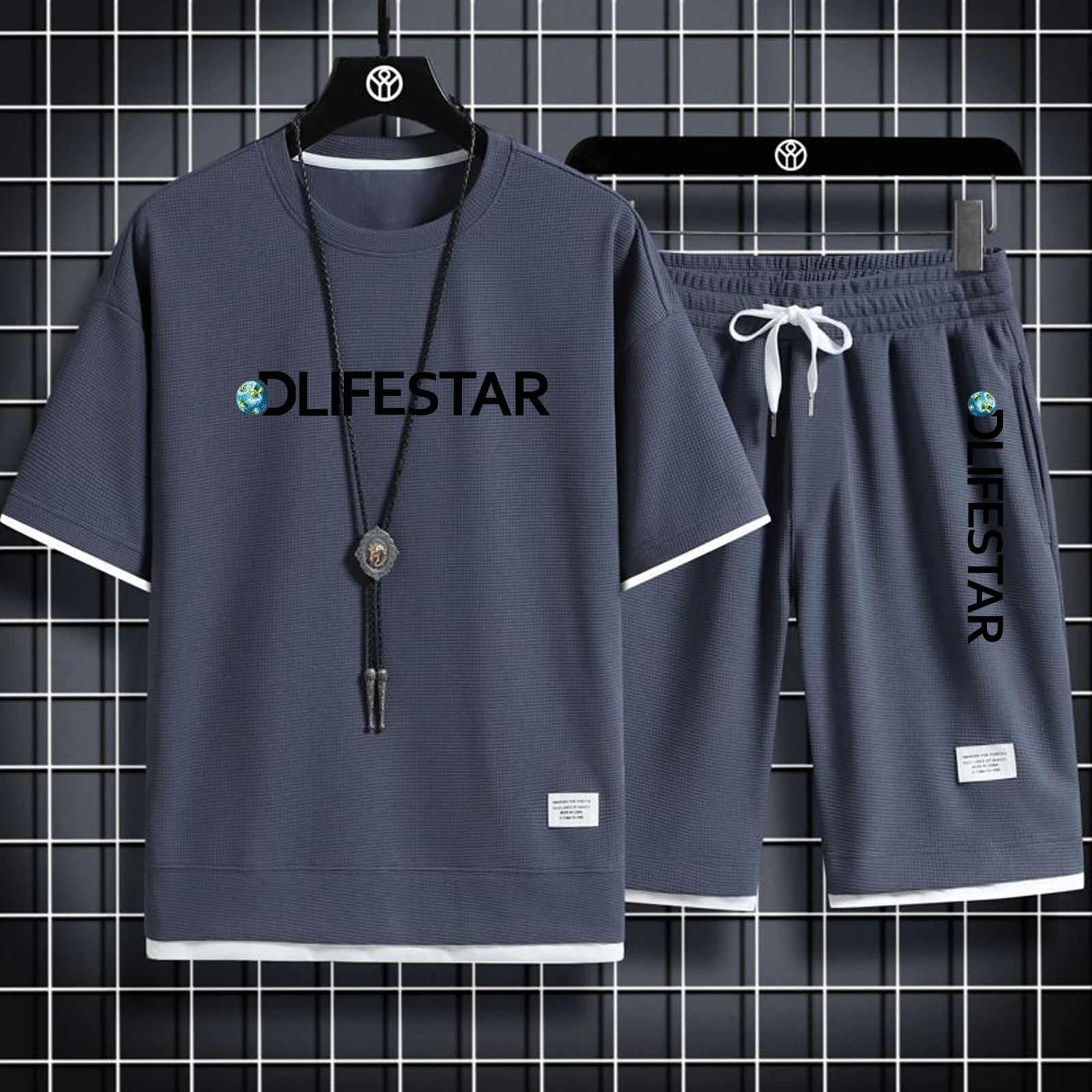 Tracksiut Men Printed Sets 2023 Men's T-shirt Suit Sportswear  Breathable Clothing T-shirt + Shorts Men's Summer Sports Jogging