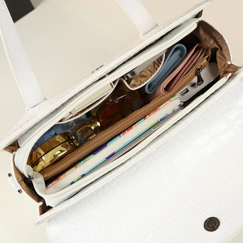 Модная женская сумка Boston 2024 с верхней ручкой и крокодиловым узором