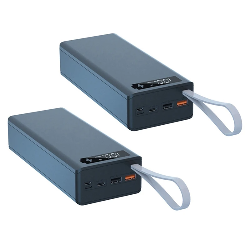 

RISE-2PCS 16X18650 Battery Storage Box PD QC3.0 Quick Charge DIY Power Bank Box Case 18650 Battery Holder Box Black