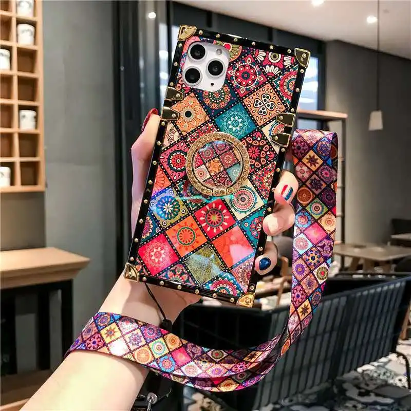 

Square Blue Persian Tpu Phone Case For Iphone 14 13 12 11 ProMax Pro Plus XsMax X Xs XR 8 7 Plus