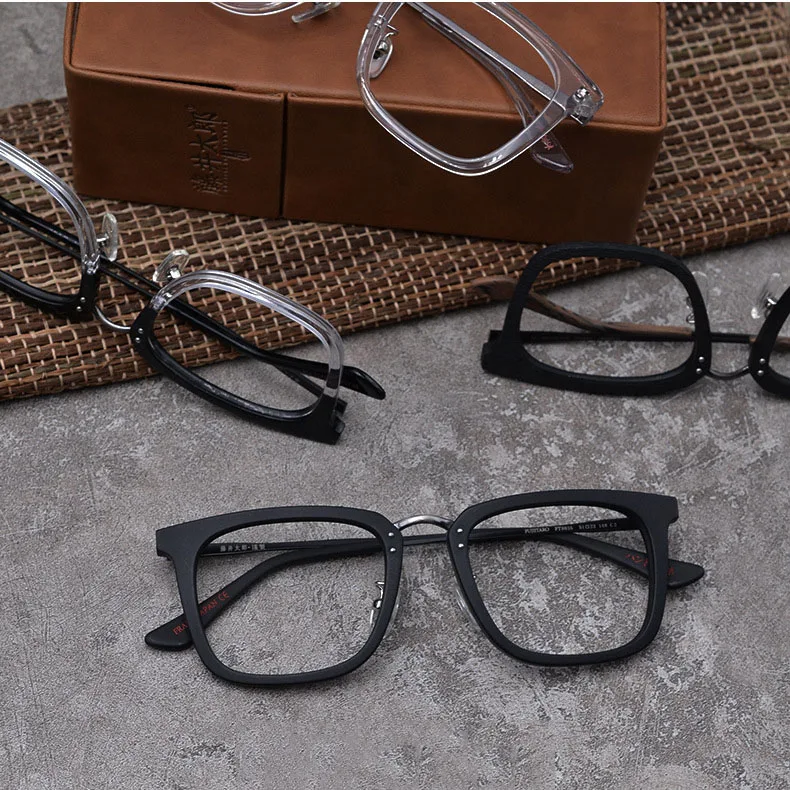 

New Japan Style Wood Grain Acetate Reading Glasses For Men Square Retro Prescription Eyeglass Frames Business Myopia Eyewear