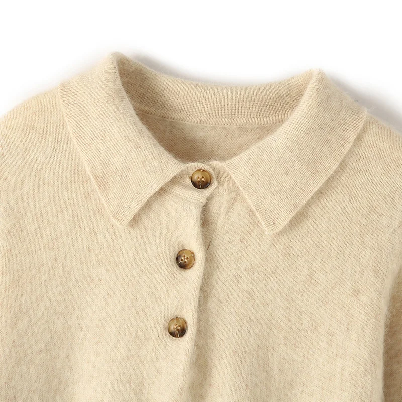 Осенне-зимний женский свитер Bew 100% норковый кашемировый воротник поло вязаный