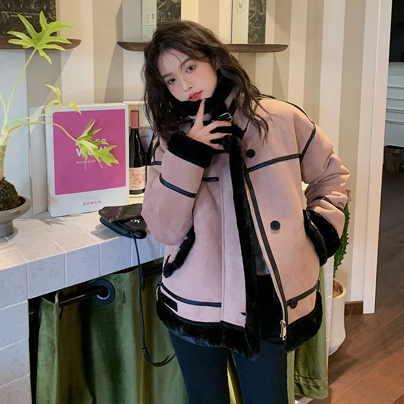Lamb wool coat women's winter cashmere short cotton coat