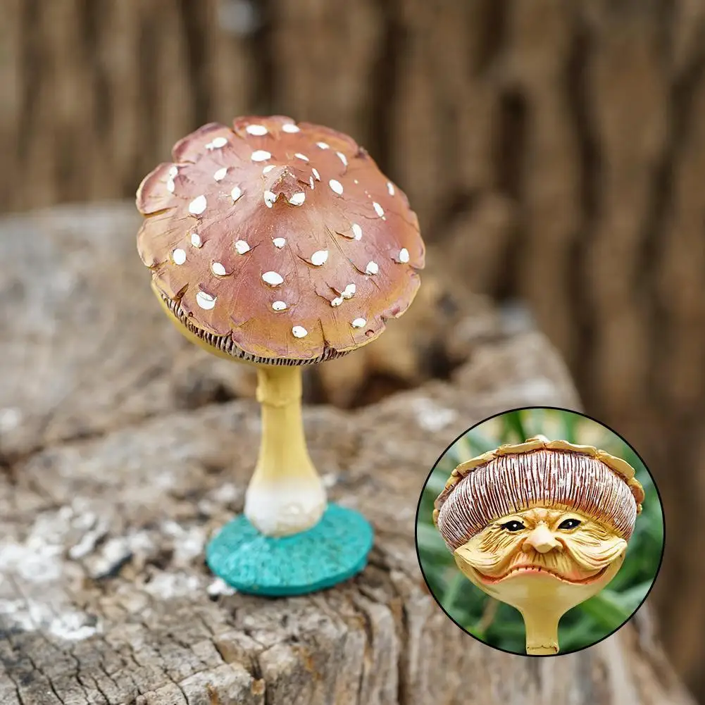 

Miniature Happy Mushrooms Statue Funny Human Face Mushroom Fairy Statue Home Sculpture Garden Resin Garden Outdoor Statue D S9i5