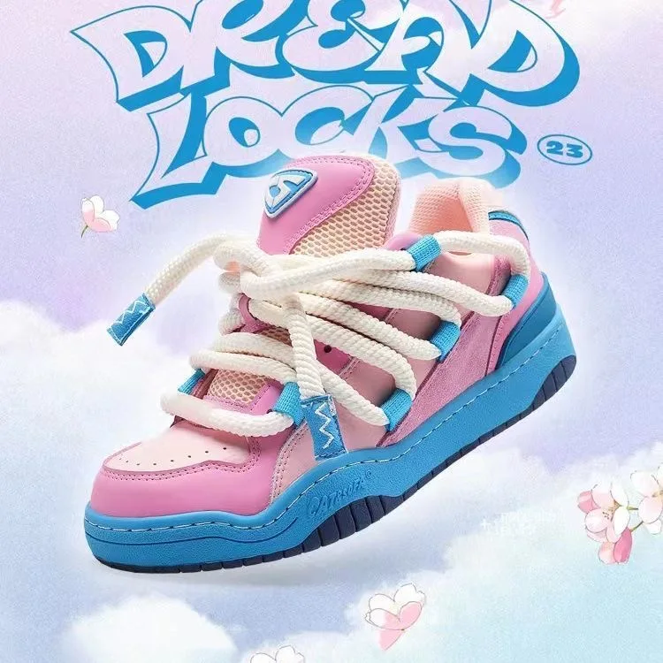 Luxury Sneakers Heart Fashion Women Casuals Basketball Style Sneakers 2022 New Couple Trend Lace-up White Blue Shoes Sport