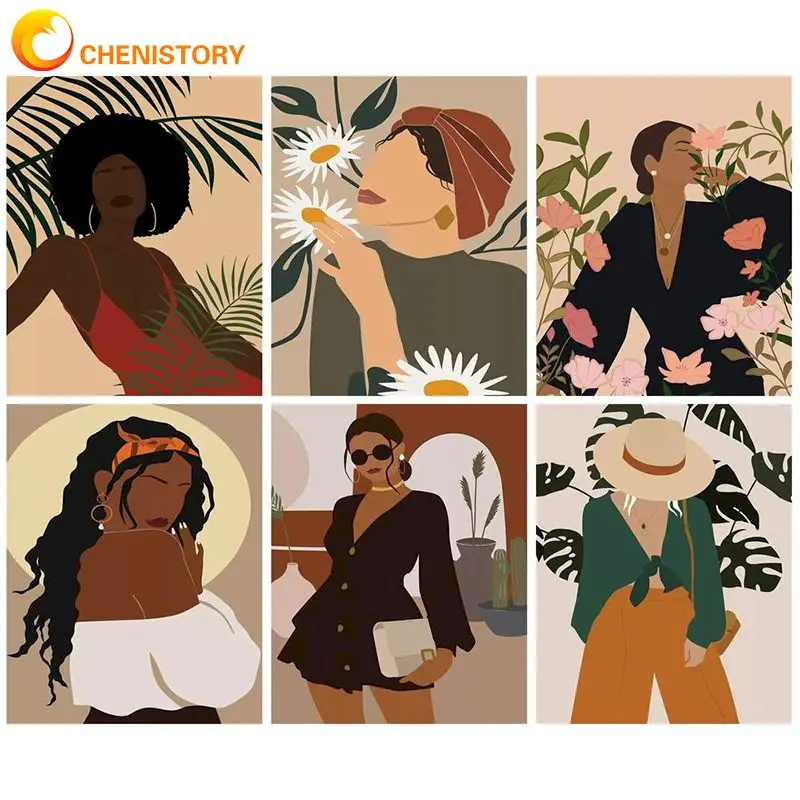 

CHENISTORY Painting By Numbers Comic Figure Wall Art Unique Gift Acrylic Home Decor Hand Painted Coloring Girl For Living Room