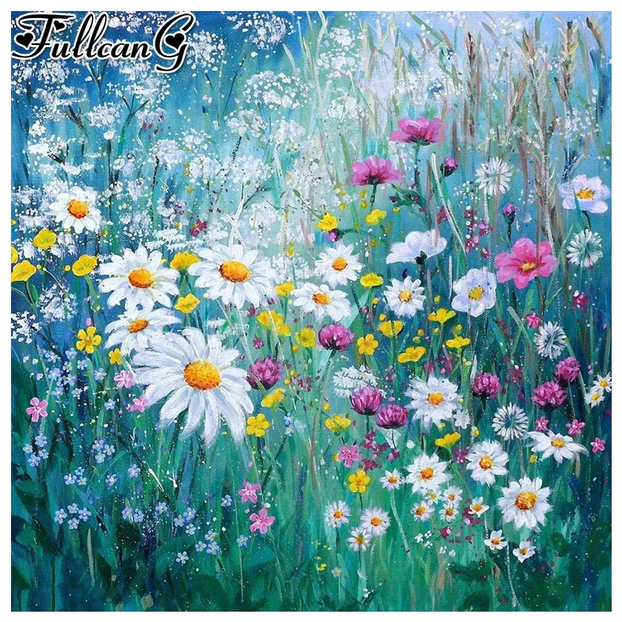 

Abstract Red Flower Diamond Embroidery New Arrival Watercolor White Daisy Diy Mosaic Painting Rhinestone Picture Decor AA3934