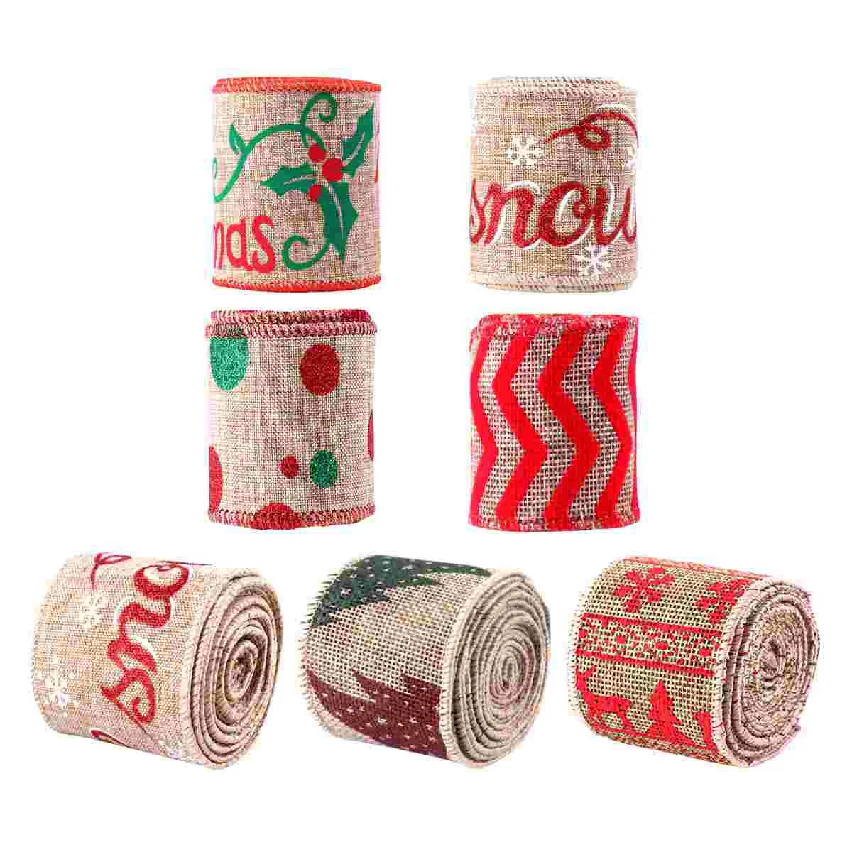 

7 Christmas Ribbon Festival Gift Ribbon Scrapbooking Ribbon Roll Craft Ribbon Gift Wrap Burlap Rolls