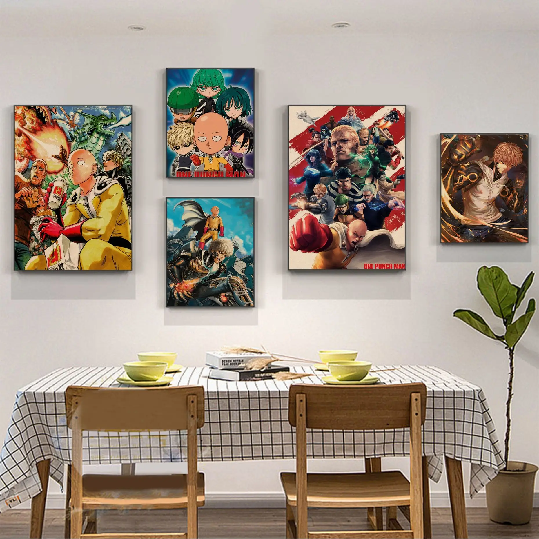 

Japanese Anime One Punch Man Retro Kraft Paper Poster Retro Kraft Paper Sticker DIY Room Bar Cafe Home decor