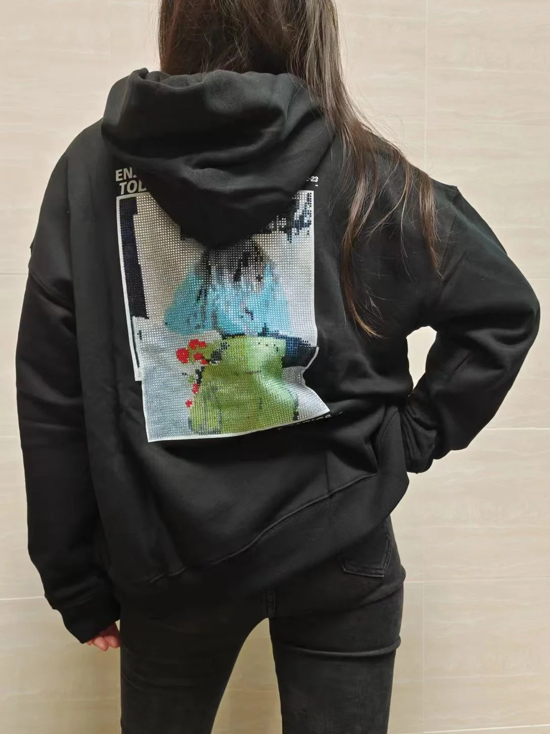 

Photo Graphic Strass dies Women 2023 Autumn Winter Long Sleeve Cotton ded Pullover Casual Vintage Sweatshirt Tops