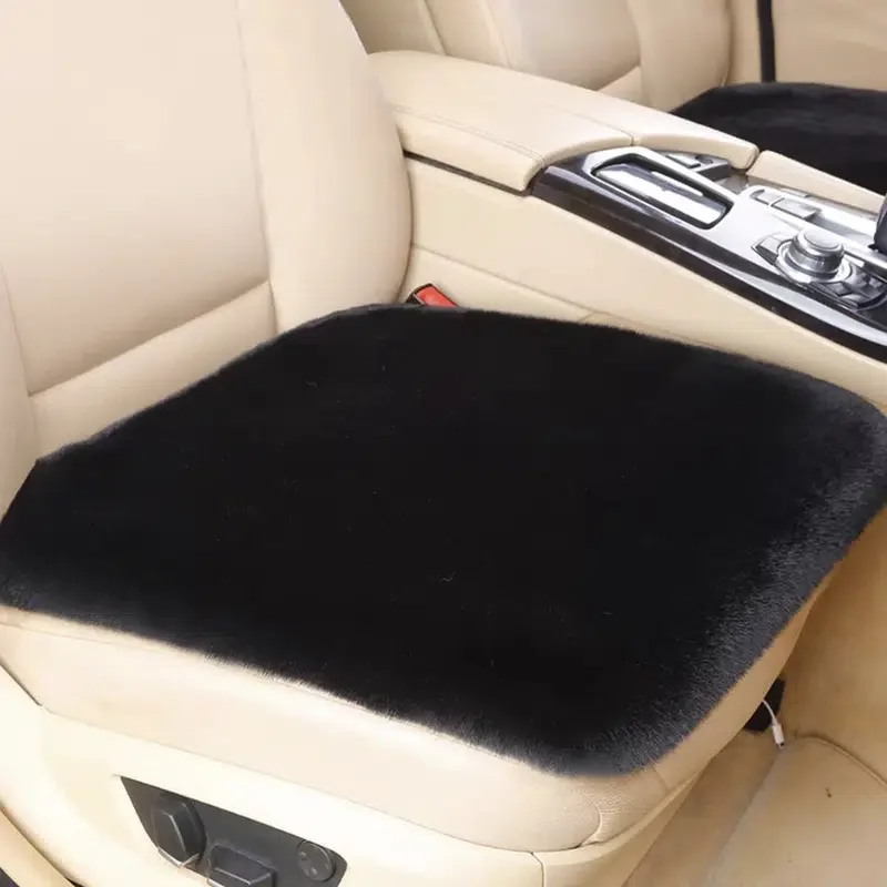

1 PC Black Fluffy Plush Car Seat Cushion For Warmth And Heating Thickening Car Seat Cover Car Interior Accessories