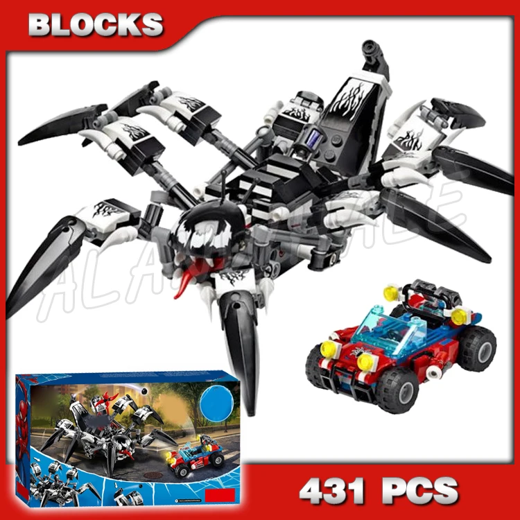 

431pcs Super Fighter Revengers Spider Venom Crawler Iron Hybrid Movable Leg Buggy 11502 Building Block Toy Compatible With Model