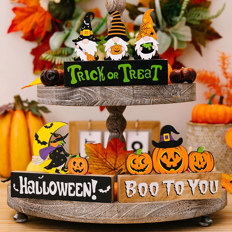 Halloween Pumpkin Letter Wooden Decoration Tree Shaped Ghost Table Decoration Ghost Festival Dead Party Trick Or Treat Day Decor