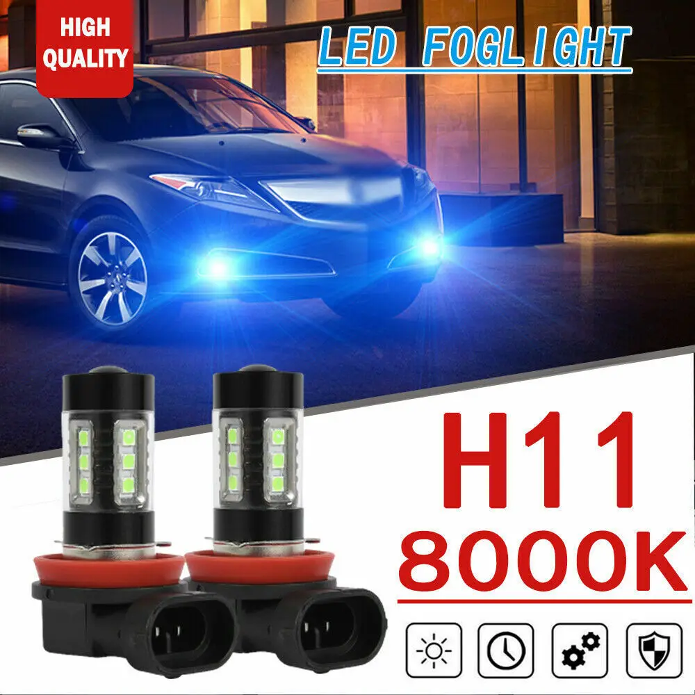 

2x 80W H11 Ice Blue 2000LM LED Fog Light For Acura TSX TL ILX MDX RDX RL RSX ZDX