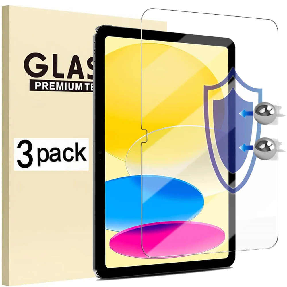 

( 3 Packs ) Tempered Glass For Apple iPad 10 10.9 2022 10th Generation A2696 A2757 A2777 Anti-Scratch Screen Protector Film