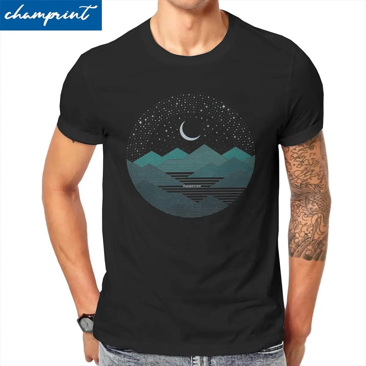 

Men's T-Shirts Between The Mountains And The Stars Novelty Cotton Tees Short Sleeve Adventure T Shirt O Neck Clothes Party