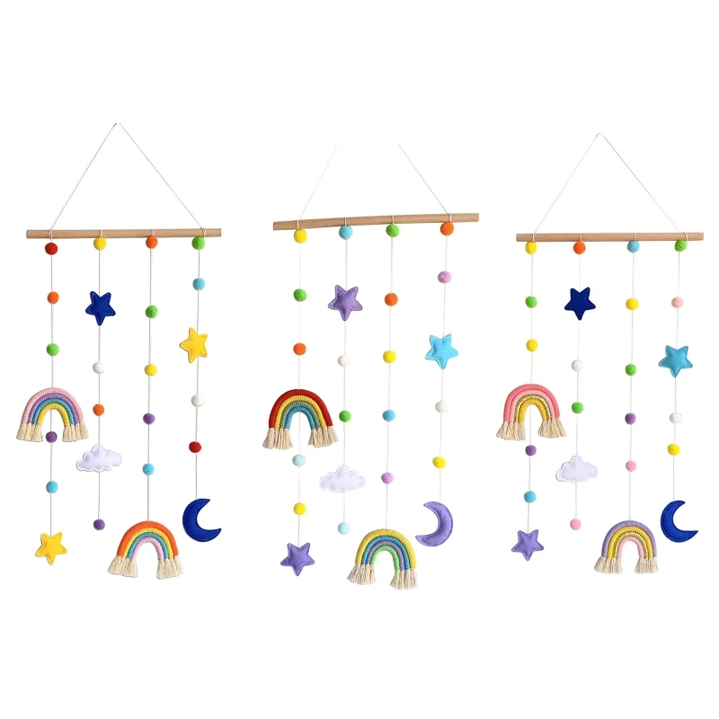 

Rainbow Photo Display Holder with Pompom Girls Hair Clips Storage Hanger Decor