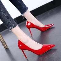 2022 sexy high heels fashion pointed toe patent leather new summer dress stiletto heels banquet baotou wedding pink women pumps