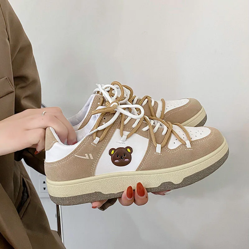 

2021 Fashion Women's Cute Brown Bear Casual Woman Vulcanize Sneakers Breathable Sport Walking Running Autumn Platform Flats Shoe