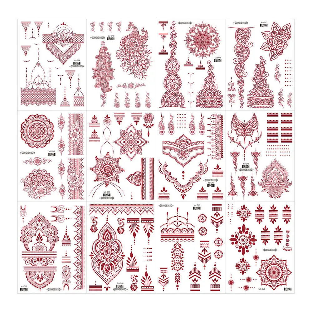 Темно-Бордовая татуировка хной для рук ног тела водостойкие Временные