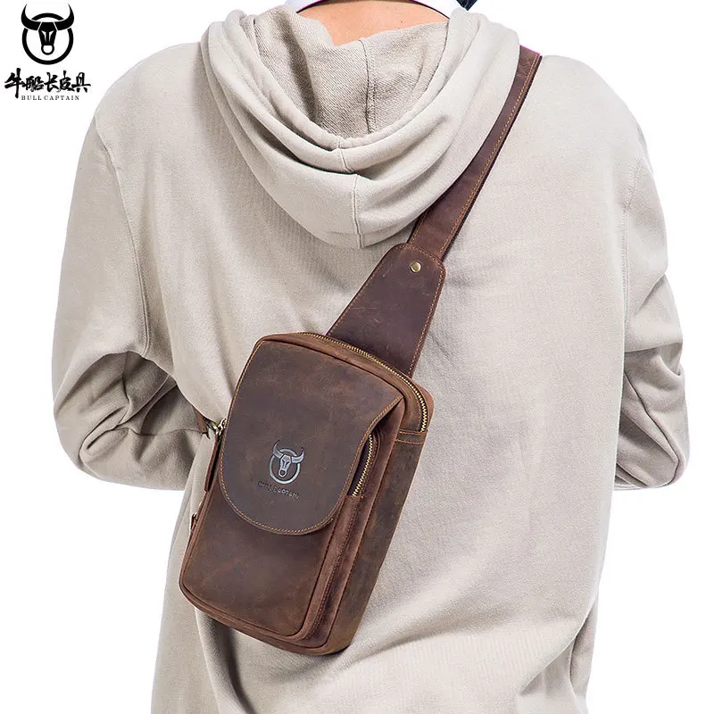 

Chest Bag Men's Genuine Leather Retro Crazy Horse Leather Casual One Shoulder Diagonal Chest Bag
