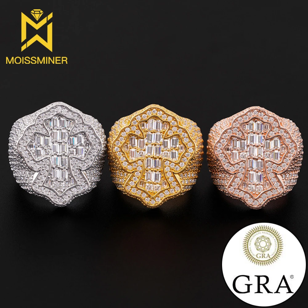 S925 Moissanite Cross Rings For Women Silver Wedding Ring Finger Jewelry Men Pass Tester Free Shipping