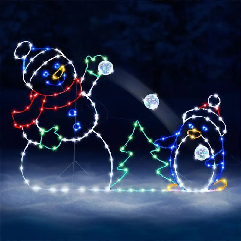 

LED Lawn Lamps Snowball Fight Active Light String Frame Decor Holiday Party Christmas Outdoor Garden Snow Glowing Decor Sign