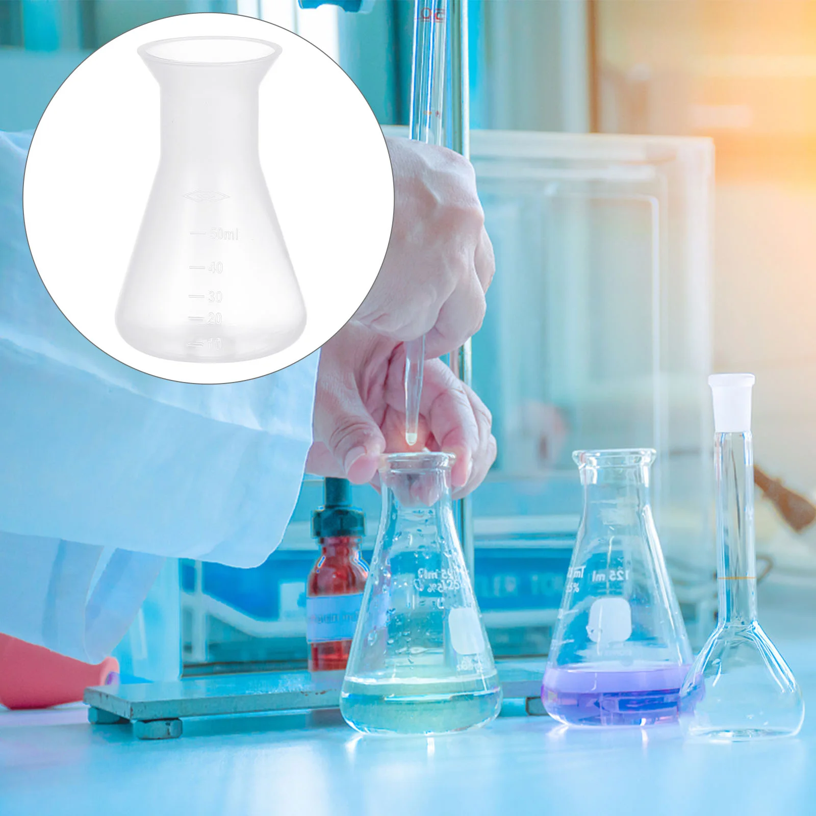 

5 Pcs Plastic Erlenmeyer Flask Chemical Liquid Containers Conical Chemistry Experiment Clear Supply Accessories Laboratory