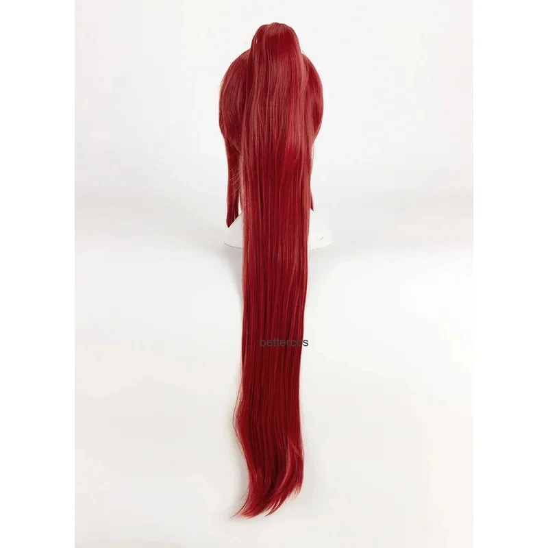 Фото Новые парики для косплея Erza Scarlet, 100 см, длинные, винно-красные, термостойкие, из синтетического волокна + шапочка для парика 20253;f'6,c;7.y;x;4'v\7,h/ №5