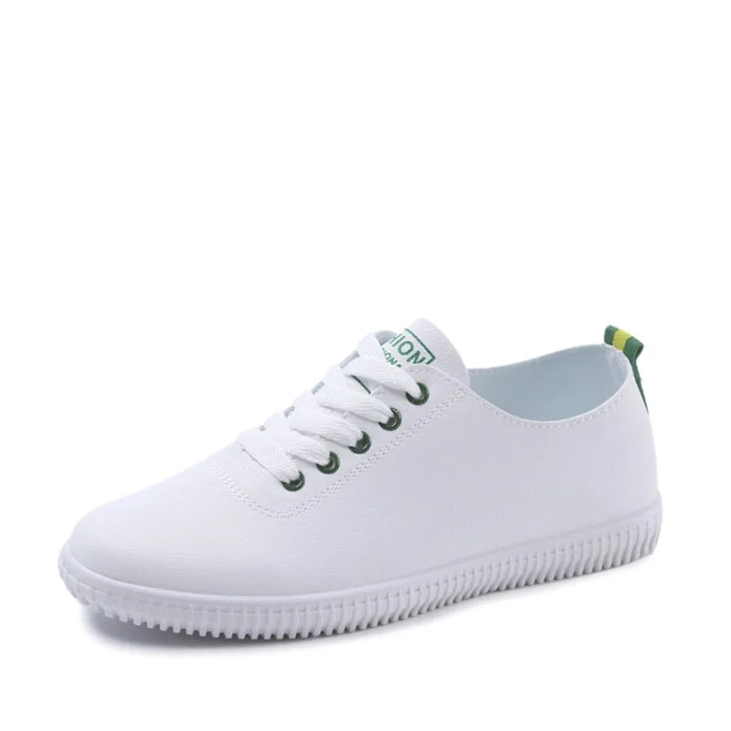 

Women's pu Leather Sneakers Women Casual 2022 Fashionable Sports Shoes Vulcanized spring Summer Flat Shoe Ladies White Lacing 40